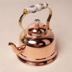 Traditional Copper Coffee <b>Pot</b> With Long Wooden Handle Ideal For Cezve Ibrik Style Brewing Techniques - Product Image 6