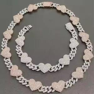 Cadena de eslabones infinitos pesados de 10mm, Collar de plata de ley 925 con diamantes de moissanita para hombres y mujeres, cadena de eslabones de Miami, regalo para ella - Product Image 3