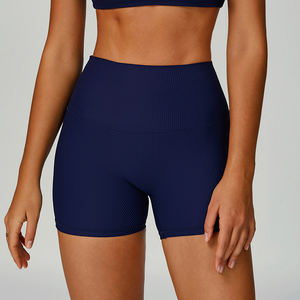 Seamless Ribbed <b>Yoga</b> <b>Shorts</b> <b>Women</b> High Waist Butt Lifting Workout <b>Shorts</b> Gym Fitness OEM Custom Logo Bulk Supplier - Product Image 2