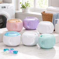 Boîte de rangement pour capsules de lessive en plastique avec couvercle anti-enfant certifié, pot de rangement pour capsules de lessive en PET, plusieurs tailles, ODM/OEM