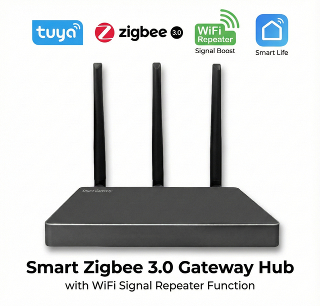 Tuya Smart Zigbee 3.0 Gateway Hub with WiFi Repeater Function Dual Protocol Bridge for Smart Life App Home Automation