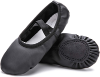 Zapatos de Ballet Premium Cómodos, Transpirables y Suaves con Suela Dividida Plana para Niños y Adultos, de Cuero Elástico con Forro de Lona y Plantilla de PU