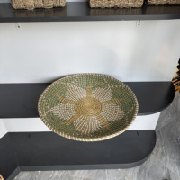 Décoration murale ronde avec motif de fleurs en jonc de mer naturel Matériau naturel Fabriqué au Vietnam Décoration murale Vente en gros