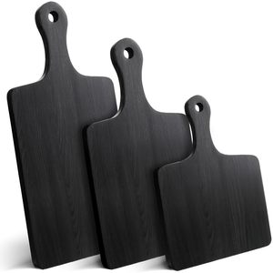 Vente en gros de bloc à découper noir personnalisé planche à découper en bois de cuisine teck acacia noyer avec poignée pour fromage fruits - Product Image 1