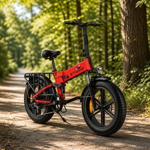 Bicicleta Eléctrica Plegable Roja con Llantas Gruesas, Motor de 250W en la Rueda Trasera, Batería de 48V 13Ah, Llantas para Nieve de 20 X 4.0 Pulgadas, para Desplazamientos Urbanos y Montaña - Product Image 2