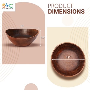 Bol décoratif en bois courbé pour ottoman, salon, cuisine, restaurant, bols pour servir la salade - Product Image 3