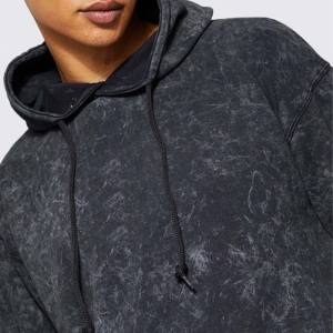Sudaderas con capucha de mezcla de algodón para hombre, sudadera Vintage de lavado a la piedra de gran tamaño, lavada con ácido Sudadera con capucha, sudaderas con capucha para hombre - Product Image 2