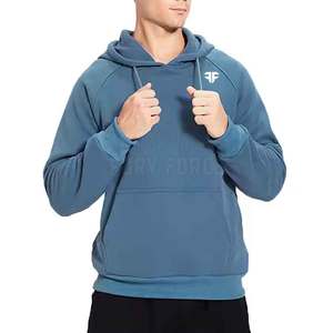 เสื้อสเวตเตอร์ผ้าฟลีซแบบสวมหัวมีฮู้ดของผู้ชายผ้าฝ้าย100% ทนทานกำหนดโลโก้ได้เองสีพื้นน้ำหนักเบา - Product Image 5