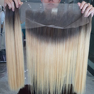 613 cabello humano virgen Rubio 613 mechones de cabello alineados con cutícula con cabello humano virgen Rubio Frontal 613 mechones con Frontal - Product Image 3