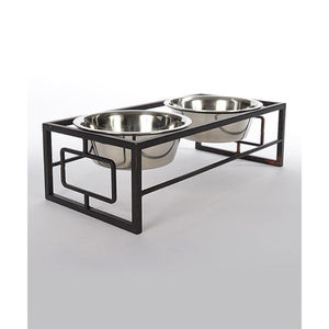 Support de gamelle pour chien en fer en forme d'os, avec deux bols amovibles en acier inoxydable pour nourriture et eau, pour chiens et chats - Product Image 3