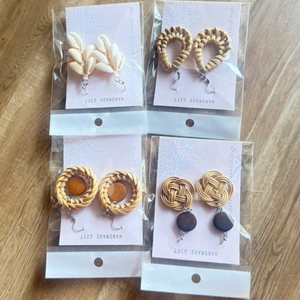 Eco Bamboo <b>Earrings</b> Handmade Vietnam Natural Rattan Jewelry Boho Style Lightweight Fashion Accessories - Product Image 4