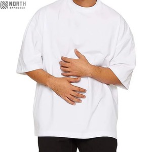 Oem nueva llegada logotipo personalizado 100% algodón en blanco Splash-tinta desgastado Vintage cuello redondo impreso ajuste suelto lavado ácido camiseta para hombres - Product Image 3