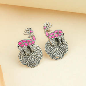 Anokhi - Pendientes de moda con bisel religioso de cobre y latón, con formas geométricas de animales, perlas y diamantes, ideales para fiestas. - Product Image 2