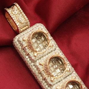 Pendentif vertical en argent 925 avec nom et lettre, style hip-hop très populaire, avec diamant moissanite glacé D VVS - Product Image 2