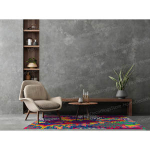 Tapis imprimé psychédélique : moderne, coloré, résistant aux taches, lavable en machine, avec un tapis moelleux - Product Image 3