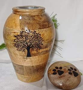 10.5 "ทําด้วยมือไม้มะม่วงUrnsอนุสรณ์ไม้Yeepsakebeniedผู้ใหญ่เถ้าโถขยะพร้อมฝาปิดและแกะสลักต้นไม้สําหรับมนุษย์และสัตว์เลี้ยงเถ้า - Product Image 4