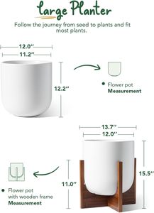 Harmonie raffinée Jardinières luxueuses en métal Éléments de conception uniques Touche élégante de classe N'importe où DESSUS EN MÉTAL BASE EN BOIS - Product Image 4