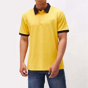 Chemises pour hommes grandes tailles respirantes avec poche, en tissu tricoté polyester/coton, manches courtes, motif uni, options de broderie - Product Image 1