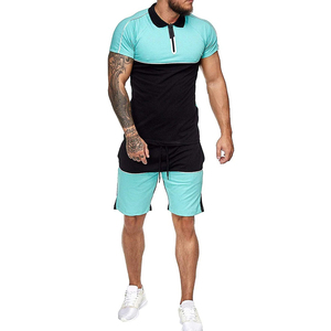 Vente en gros Ensemble de survêtements d'été pour hommes de grande taille à manches courtes et tissu tricoté respirant Conception du fabricant pas cher - Product Image 2