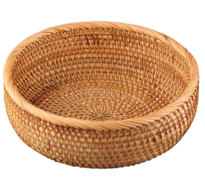 Panier en rotin organisateur de stockage tissé à la main rond conteneurs de stockage des aliments Boho bols décoratifs paniers de fruits pour la cuisine - Product Image 2