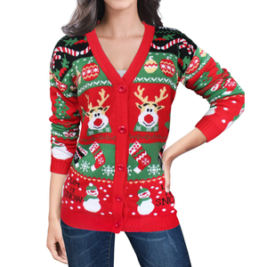 Loveda - Cárdigans de Punto de Manga Larga para Mujer, Estilo Casual y Holgado, para Otoño e Invierno, Estilo Navideño - Product Image 4