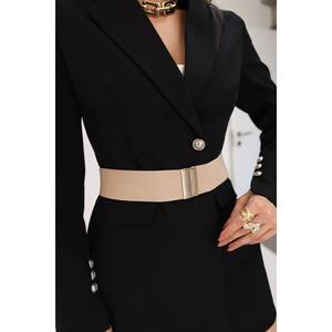 Ceinture élastique pour femme avec boucle de verrouillage, ceinture pour veste, ceinture pour chemise, ceinture pour robe - Beige - Product Image 3