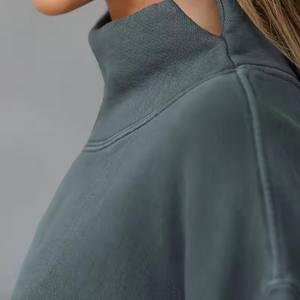 Sudadera con capucha de gran tamaño a la moda holgada personalizada para mujer, suéter en blanco con cuello dividido lateral, novedad de otoño, tarifa barata - Product Image 4