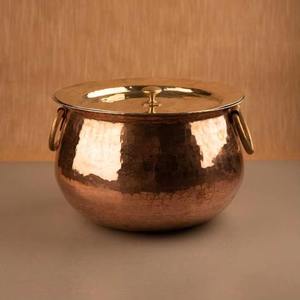 Fourniture directe d'usine plats de service modernes pot de service en cuivre pur pour les fêtes fabricant d'Inde - Product Image 3