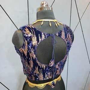 Chemisier Sari de créateur, style indien, vêtement de fête de mariage - Product Image 6