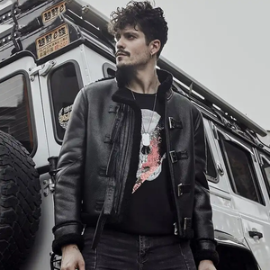 Chaqueta de piel de oveja personalizada de alta calidad RAF Jacket Men Bomber Jacket Coat - Product Image 5