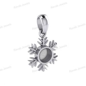 Haute qualité 925 argent Sterling flocon de neige pendentif solide 5mm lunette réglage à la mode lait maternel résine résultats de bijoux grands cadeaux - Product Image 6