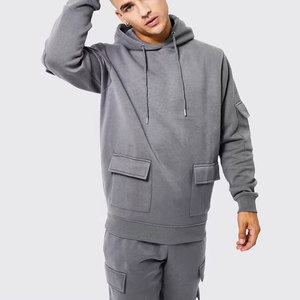 Survêtement surdimensionné personnalisé hommes Vintage Hoodies pantalons de survêtement évasés Streetwear ensemble de jogging pour la vente en ligne - Product Image 4