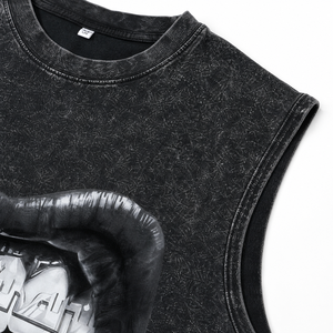 Camiseta sin mangas con estampado vintage personalizado para hombre, estilo oversize, de algodón, streetwear, camiseta muscular, con lavado ácido, chaleco de moda para gimnasio - Product Image 5