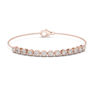 14K <b>Rose</b> <b>Gold</b> Round Lab-Grown Diamond Engagement <b>Bracelet</b> <b>for</b> <b>Women</b> Luxury Certified Bridal Anniversary Gift Elegant - Product Image 1