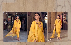 Broderie de fleurs appliques et travail manuel sur soie Milan avec doublure en coton et bas en dentelle avec Dupatta - Product Image 6