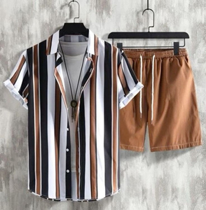 Ensemble de survêtement d'été décontracté pour homme, personnalisé avec broderie, 2 pièces : chemise à manches courtes et short - Product Image 5