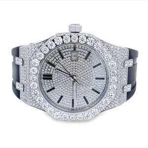 Montre à mouvement mécanique de luxe pour hommes Glacé Moissanite Diamant Cadran en verre Bande de caoutchouc à la mode Édition limitée de haute qualité - Product Image 1