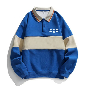 Sweat-shirt à col polo de haute qualité à la mode et à personnaliser les vêtements au-dessus des tailles Color Block Sweat-shirt à manches longues pour hommes - Product Image 1