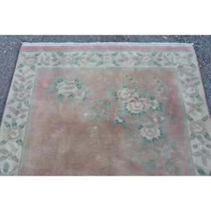 Alfombra Clásica Ecológica de Lana con Diseño de Parches Rosa y Verde, 3.6 x 5.9 pies, Hecha a Mano en Turquía, Rectangular Grande, Pelo Mediano, Látex, para Pasillo o Habitación - Product Image 5