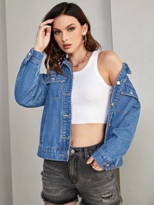 แจ็กเก็ต jaens สำหรับผู้หญิงมีกระดุมสำหรับผู้หญิงทำตามสั่ง - Product Image 5