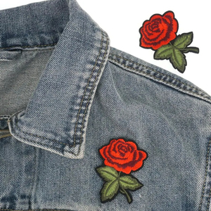 Parches bordados de tela de sarga para planchar con rosas al por mayor para chaquetas, camisetas, mochilas, sombreros - Product Image 6