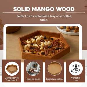 Plateau de service en bois artisanal écologique fabriqué en Inde - Passe au lave-vaisselle et au micro-ondes pour un usage domestique, en restaurant et en hôtel - Product Image 6