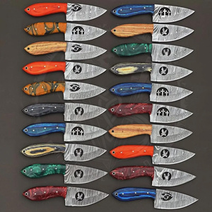 Cuchillo de Supervivencia de Hoja Fija de Acero de Damasco de Alta Calidad con Mango de Madera y Funda de Cuero, Personalizable OEM - Product Image 6