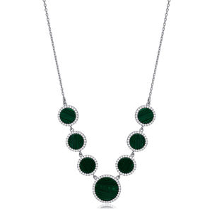 Forme ronde Malachite Clair Zircon Pierre Nouvelle Tendance Collier En Gros 925 Bijoux En Argent Sterling - Product Image 5