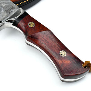 Cuchillo de hoja fija de acero de Damasco personalizable de alta calidad mango de palisandro cuchillo Bowie para acampar al aire libre soporte OEM al por mayor - Product Image 3