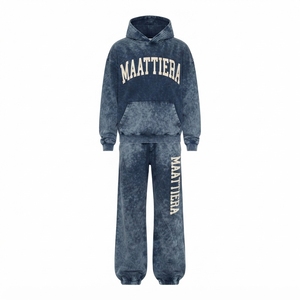 Custom Washed Oversized Hoodie and <b>Jogger</b> Sweatpants Set <b>Women</b> Cotton Fleece Streetwear Tracksuit OEM ODM - Product Image 4