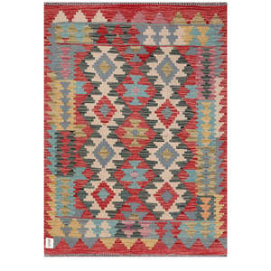 Alfombra Kilim de Maimana, Afganistán, 145 x 108 cm, Juego de Alfombras Tradicionales Tejidas a Mano - Product Image 1