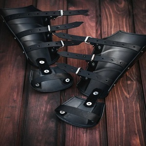 Juego de protectores de brazo Medieval Crusader Knight, brazaletes de hierro de acero de calibre 18 con protectores de pierna pulidos plateados, impresión Digital - Product Image 4