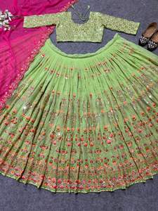 Lehenga Choli-diseñador de alta calidad, imitación de Georgette, trabajo de secuencia, con Dupatta, venta al por mayor, proveedor de fábrica - Product Image 6