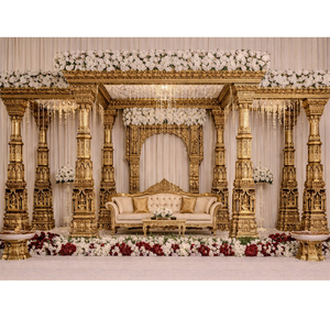 Ensemble de Mandap en fibre dorée majestueux pour mariage sud-indien, style temple traditionnel Balaji, grand Mandapam pour décoration de mariage hindou - Product Image 2
